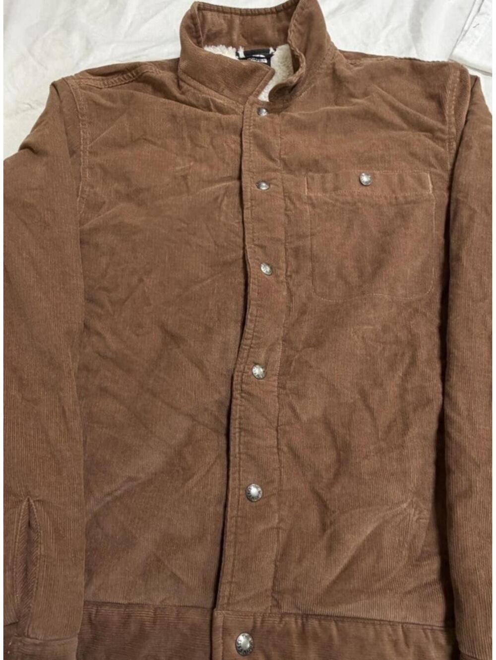 The North Face Corduroy Brown Sherpa Lined Button Jacket Men's S Stand-Up Collar - Picture 3 of 6